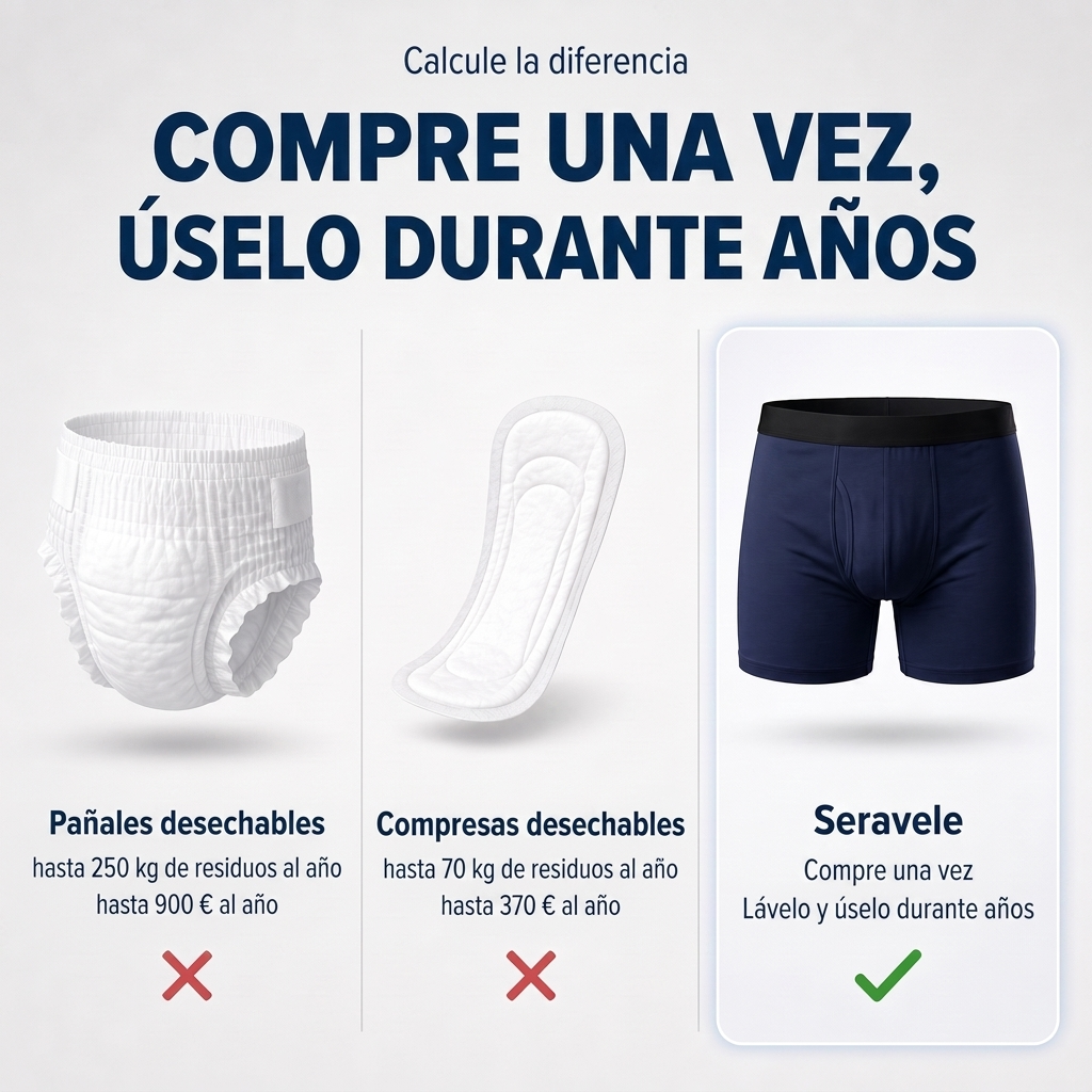 Seravele™ Flex – bóxers absorbentes para hombre contra pérdidas, tallas XS–8XL (hasta 200 ml)