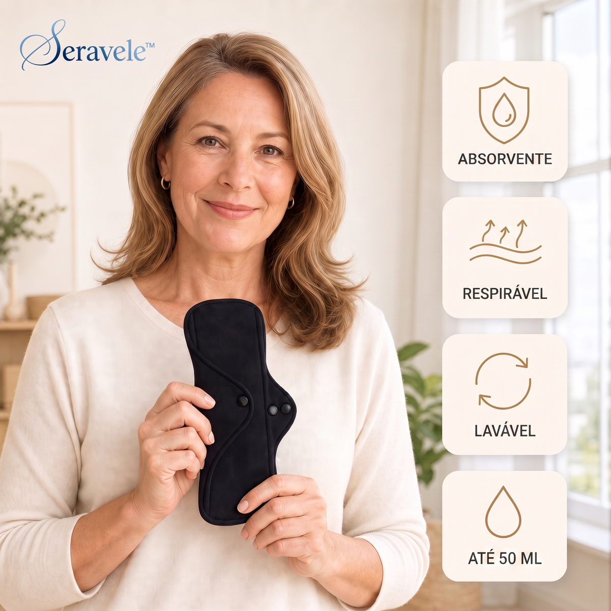 Seravele™ 50 – 3 protetores diários reutilizáveis · até 50 ml por protetor